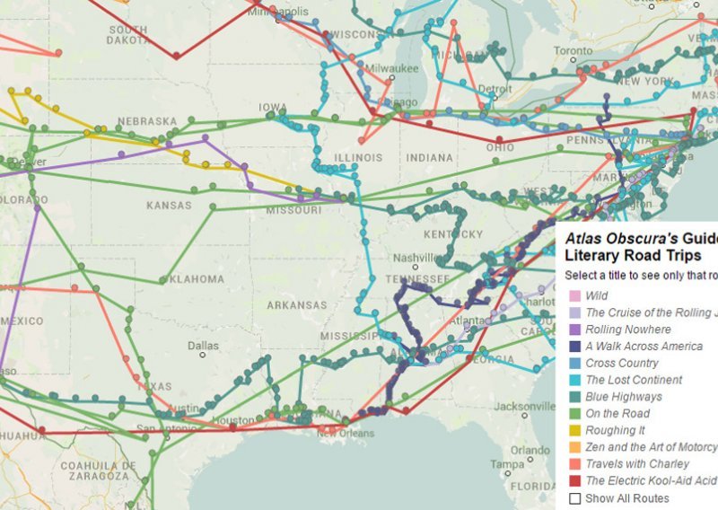 Omiljena američka književna putovanja kao interaktivna karta